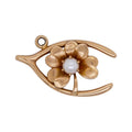 Vintage 14K Gold Wishbone & Four Leaf Clover Charm