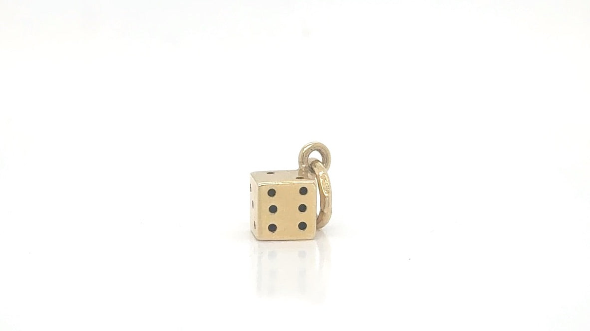 Vintage 14k Gold 6 Sided Die Charm