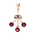 Vintage 9K Gold Garnet & Pearl Cherry Charm/Pendant