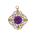 Vintage 14K Gold Amethyst Pin/ Pendant Pearls & Enamel – Convertible