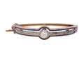 Victorian 14K Gold Bangle Bracelet Pearl & Diamond Blue Enamel Detailing