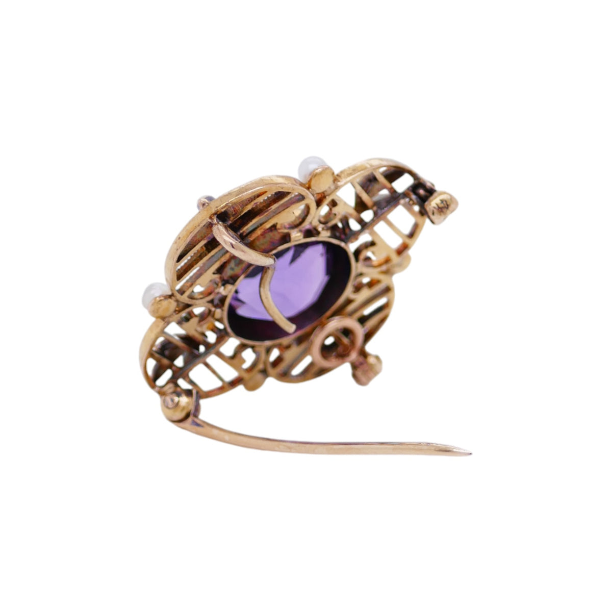 Vintage 14K Gold Amethyst Pin/ Pendant Pearls & Enamel – Convertible