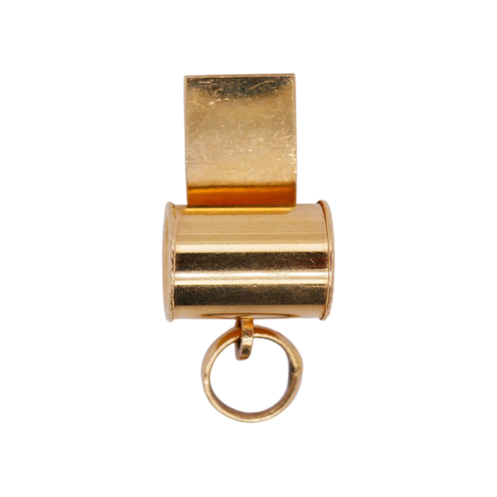 Vintage 18K Solid Gold Functional Whistle Charm Pendant