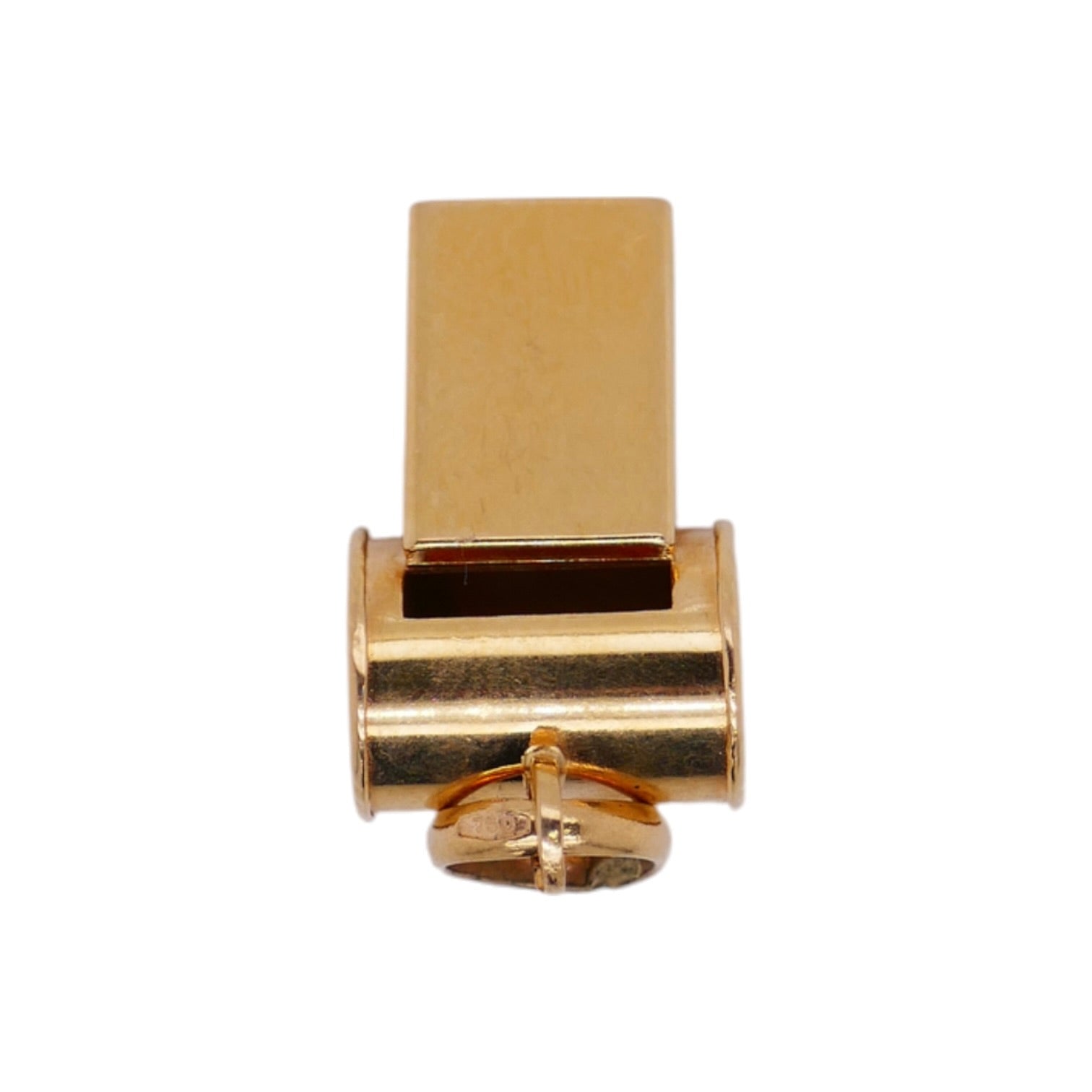 Vintage 18K Solid Gold Functional Whistle Charm Pendant