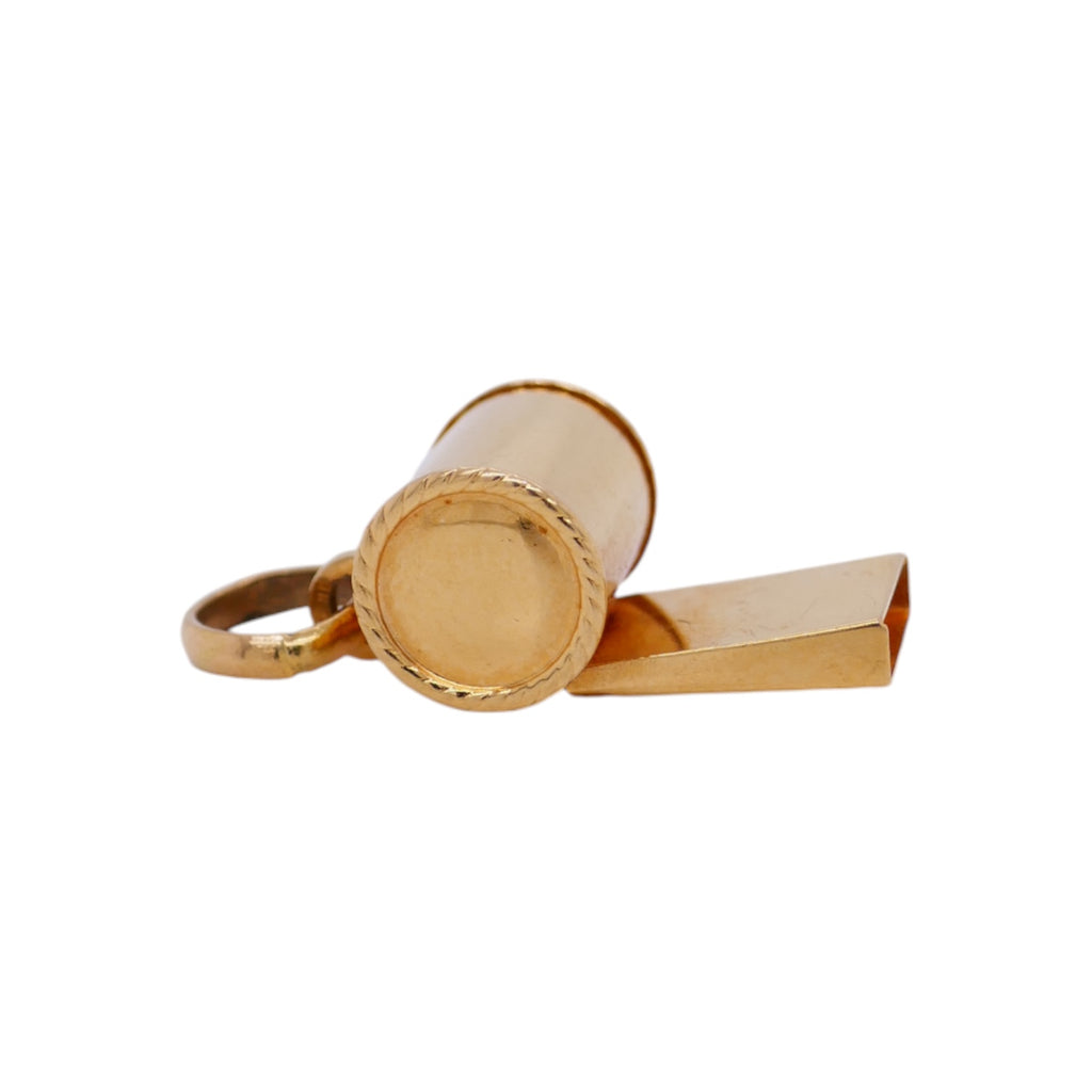 Vintage 18K Solid Gold Functional Whistle Charm Pendant