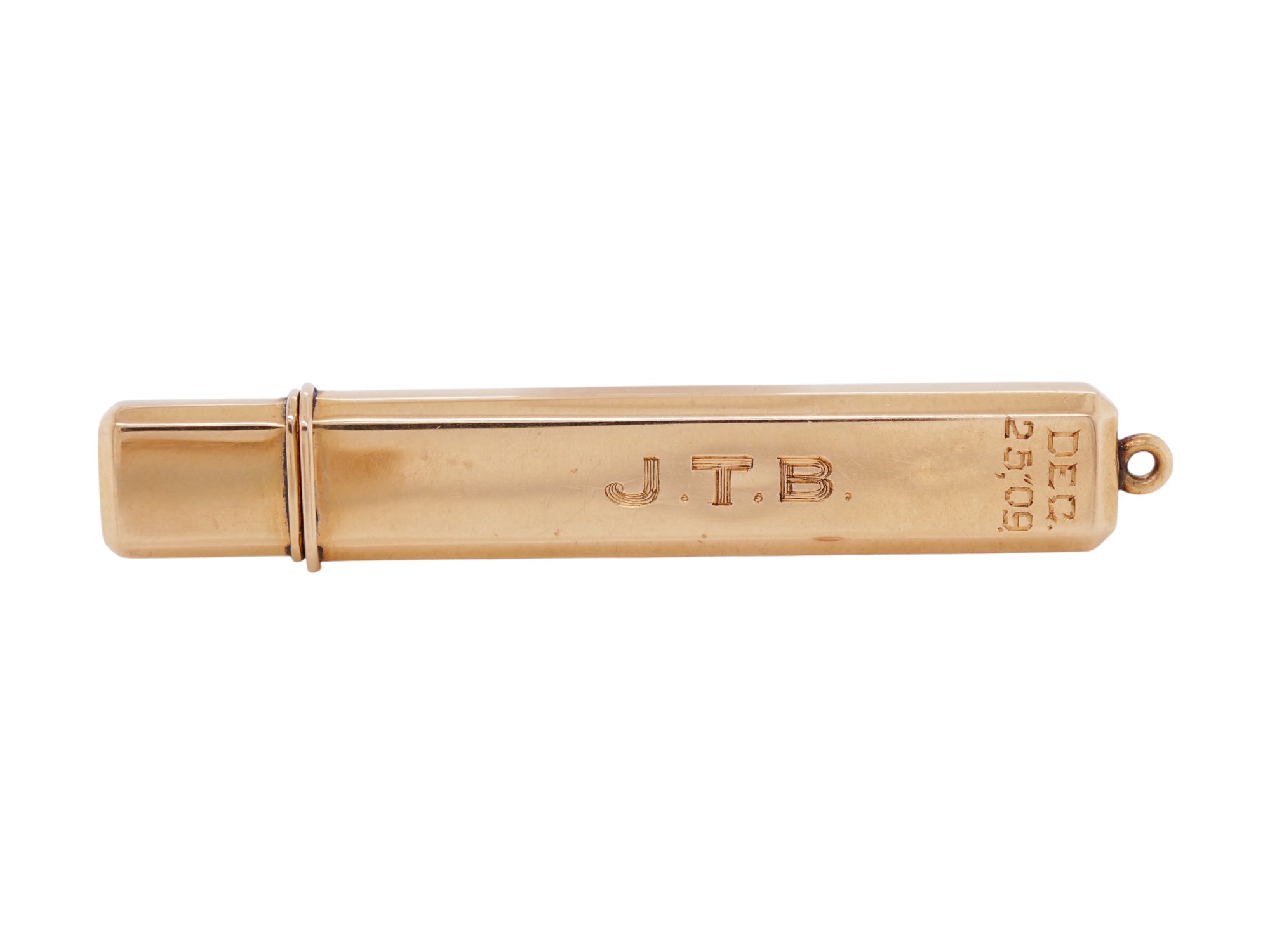 14K Gold Engraved Pencil Holder Pendant With Pencil