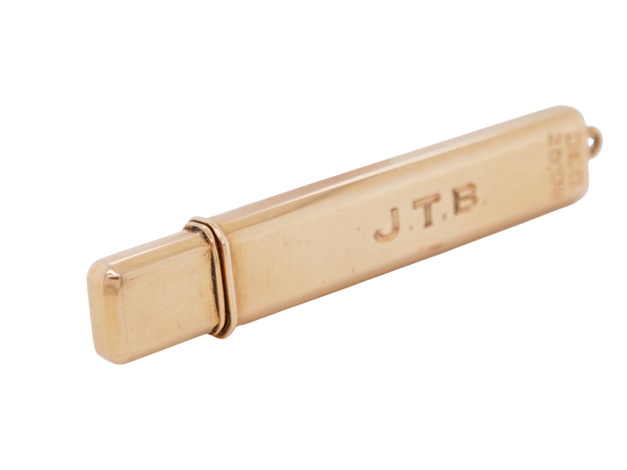 14K Gold Engraved Pencil Holder Pendant With Pencil