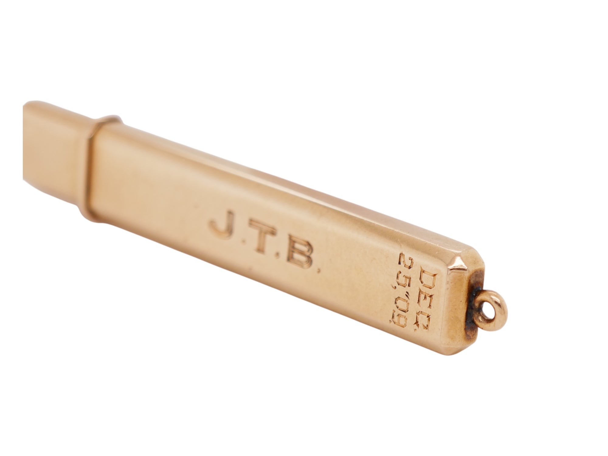 14K Gold Engraved Pencil Holder Pendant With Pencil