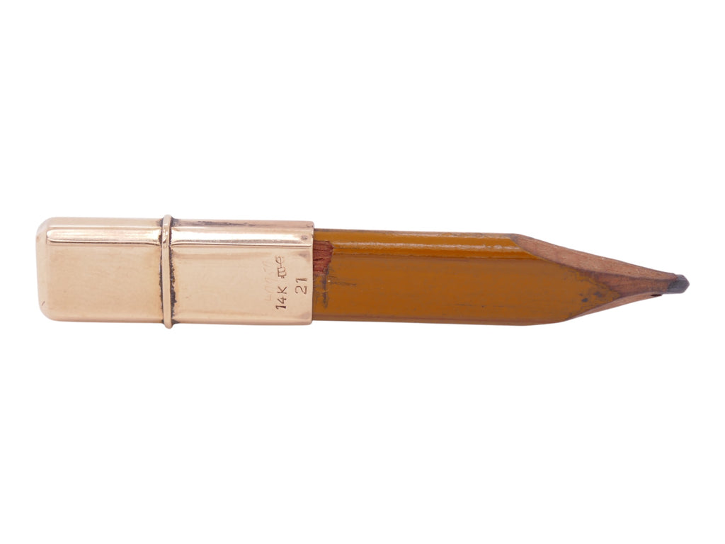 14K Gold Engraved Pencil Holder Pendant With Pencil