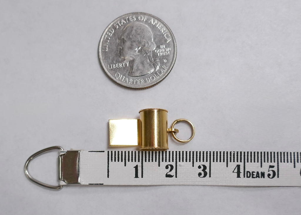 Vintage 18K Solid Gold Functional Whistle Charm Pendant