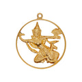 14K Gold Hindu Goddess Round Openwork Pendant