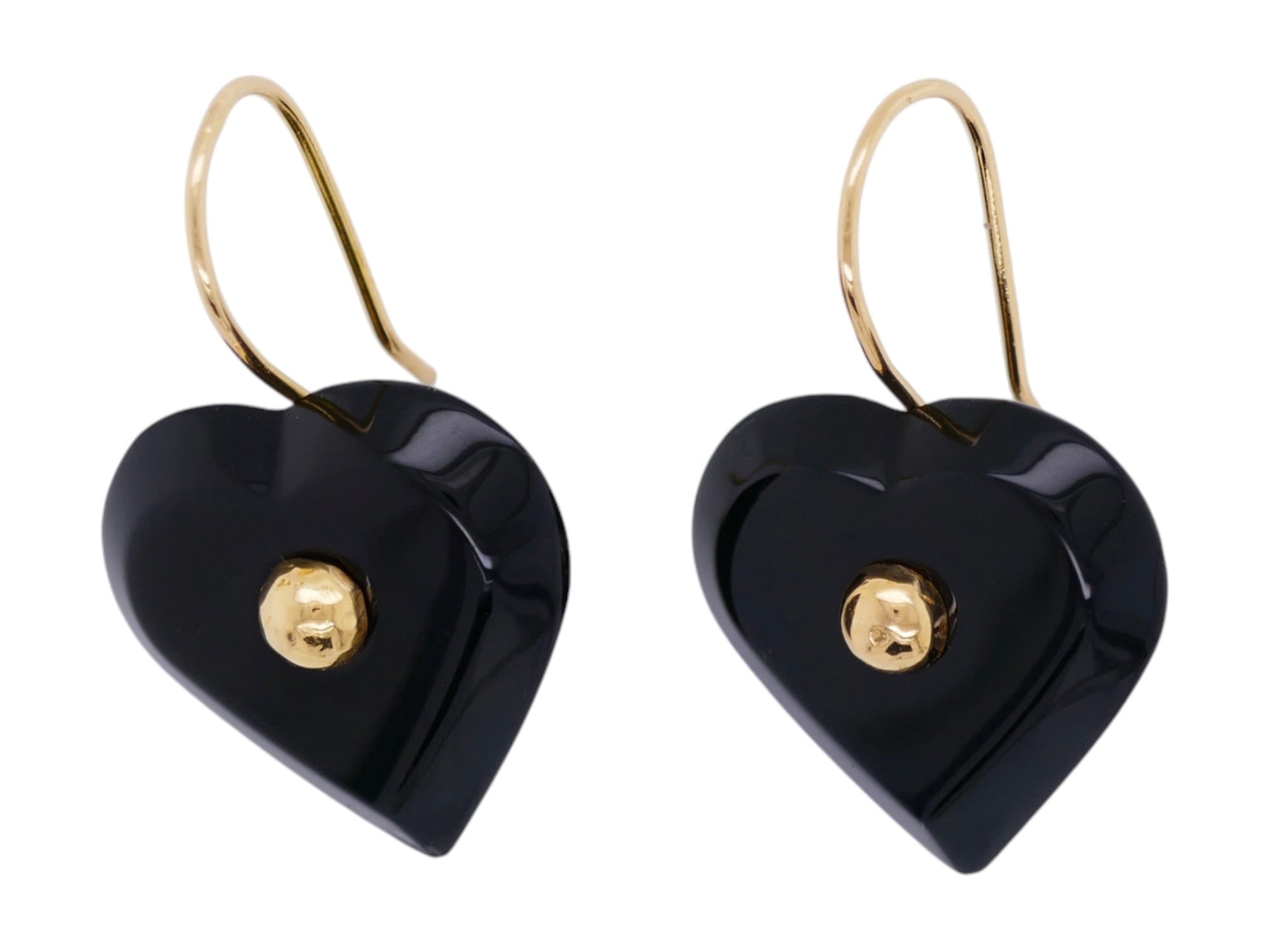 Baccarat 18K Gold Onyx Heart Necklace & Earring Set + Original Box