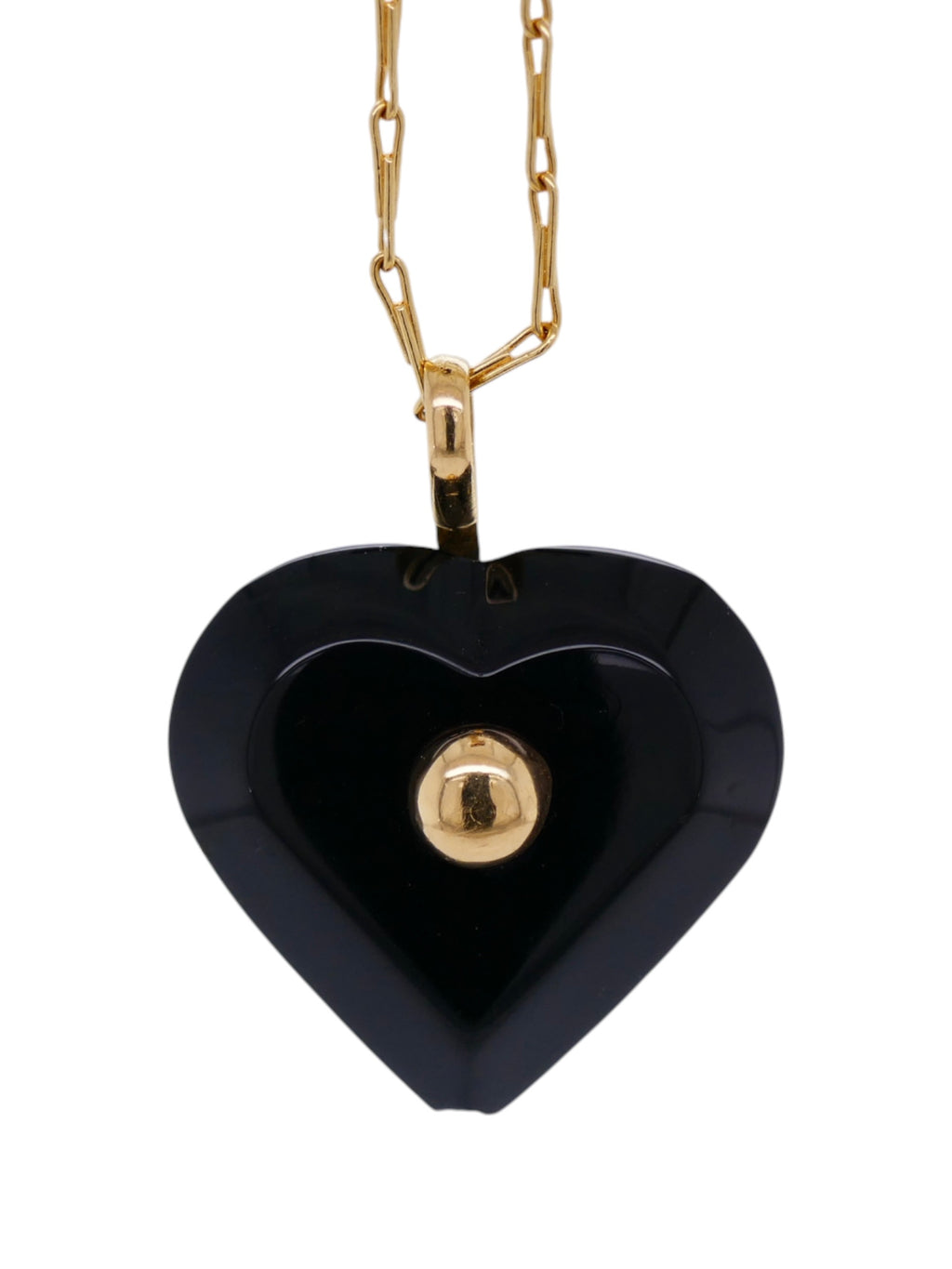 Baccarat 18K Gold Onyx Heart Necklace & Earring Set + Original Box