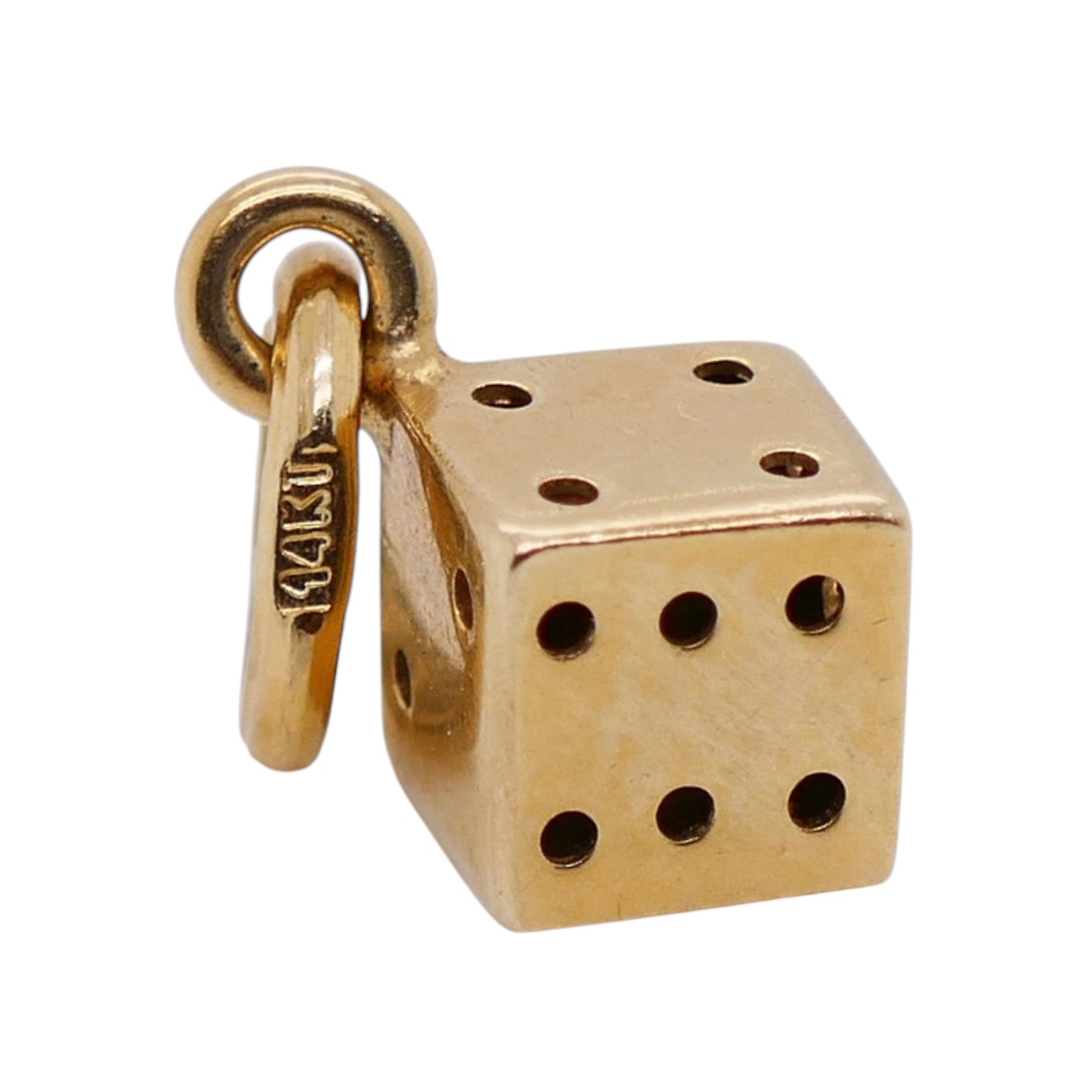 Vintage 14k Gold 6 Sided Die Charm
