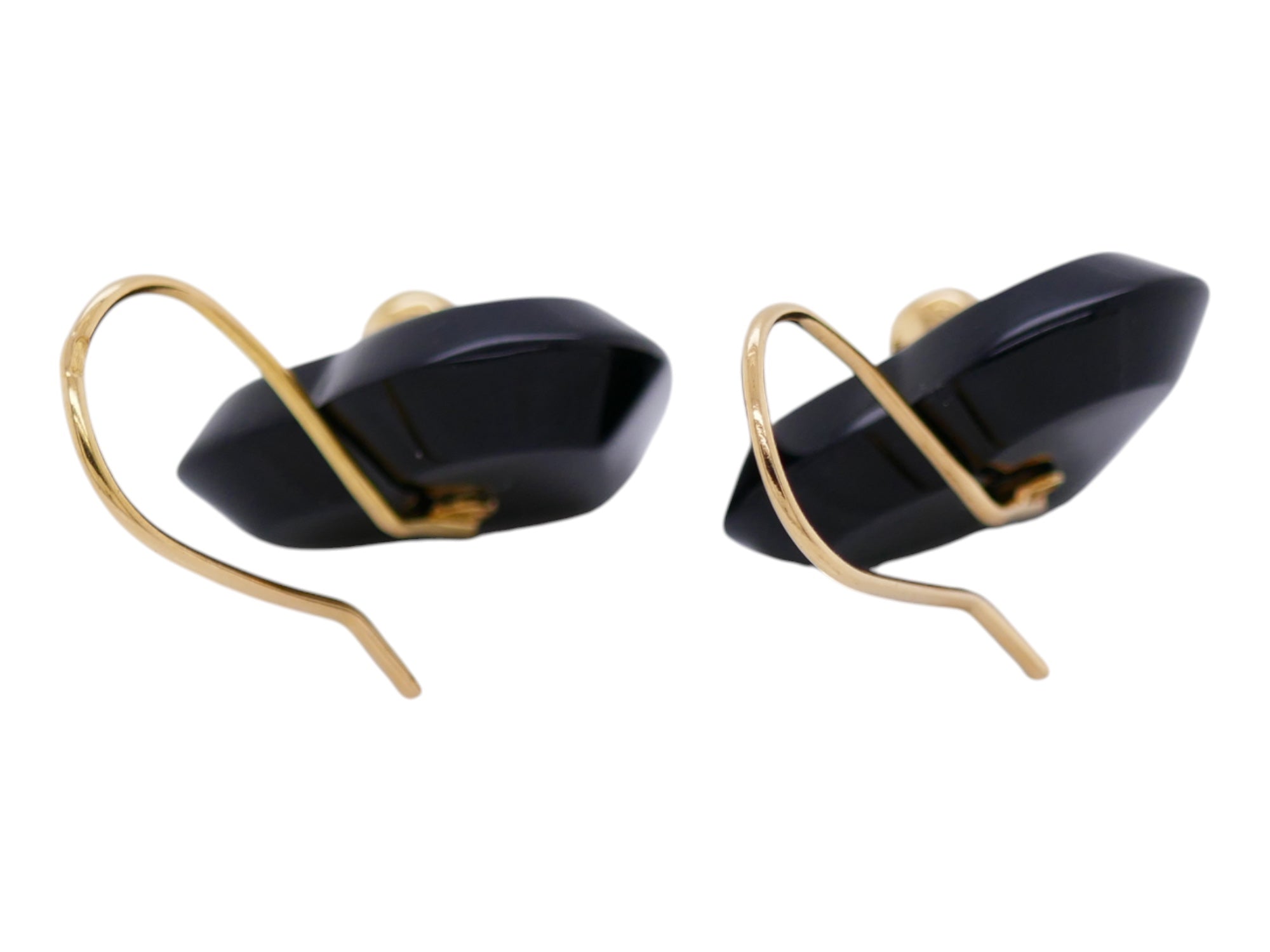 Baccarat 18K Gold Onyx Heart Necklace & Earring Set + Original Box
