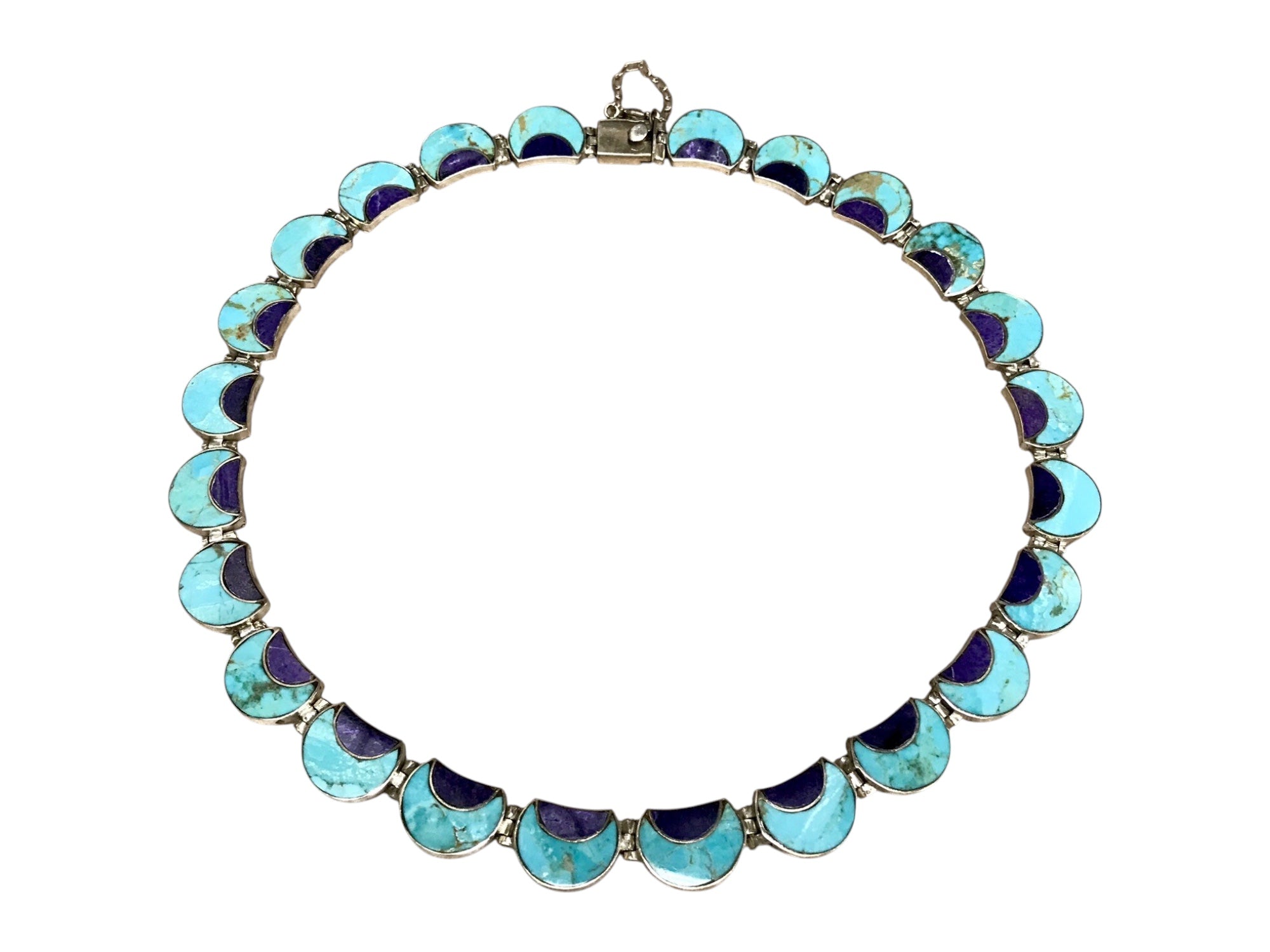 Antoinette Cleoni Silver & Turquoise (Blue & Purple) Collar Choker 16 in