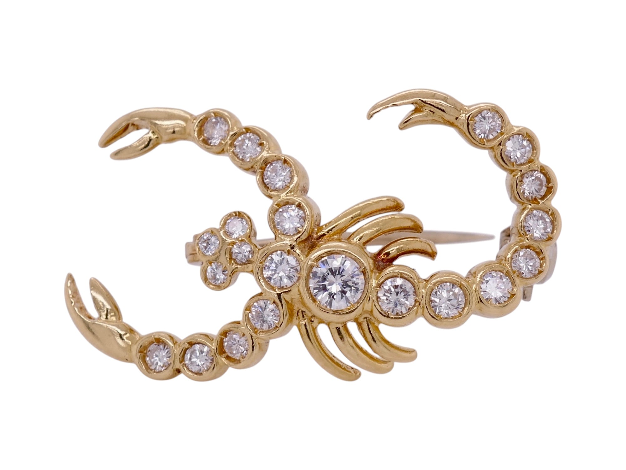 18k Yellow Gold & Diamond Scorpion Pin – 0.45 ctw