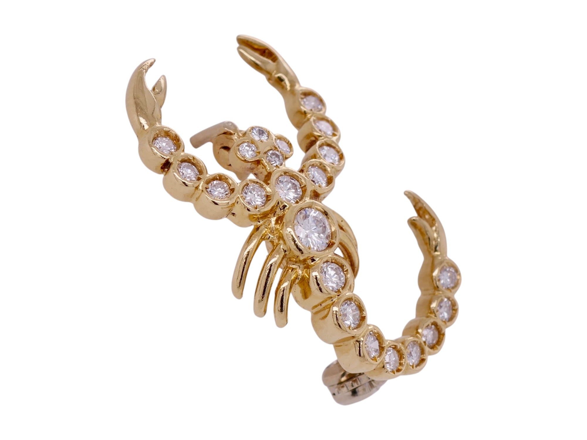 18k Yellow Gold & Diamond Scorpion Pin – 0.45 ctw