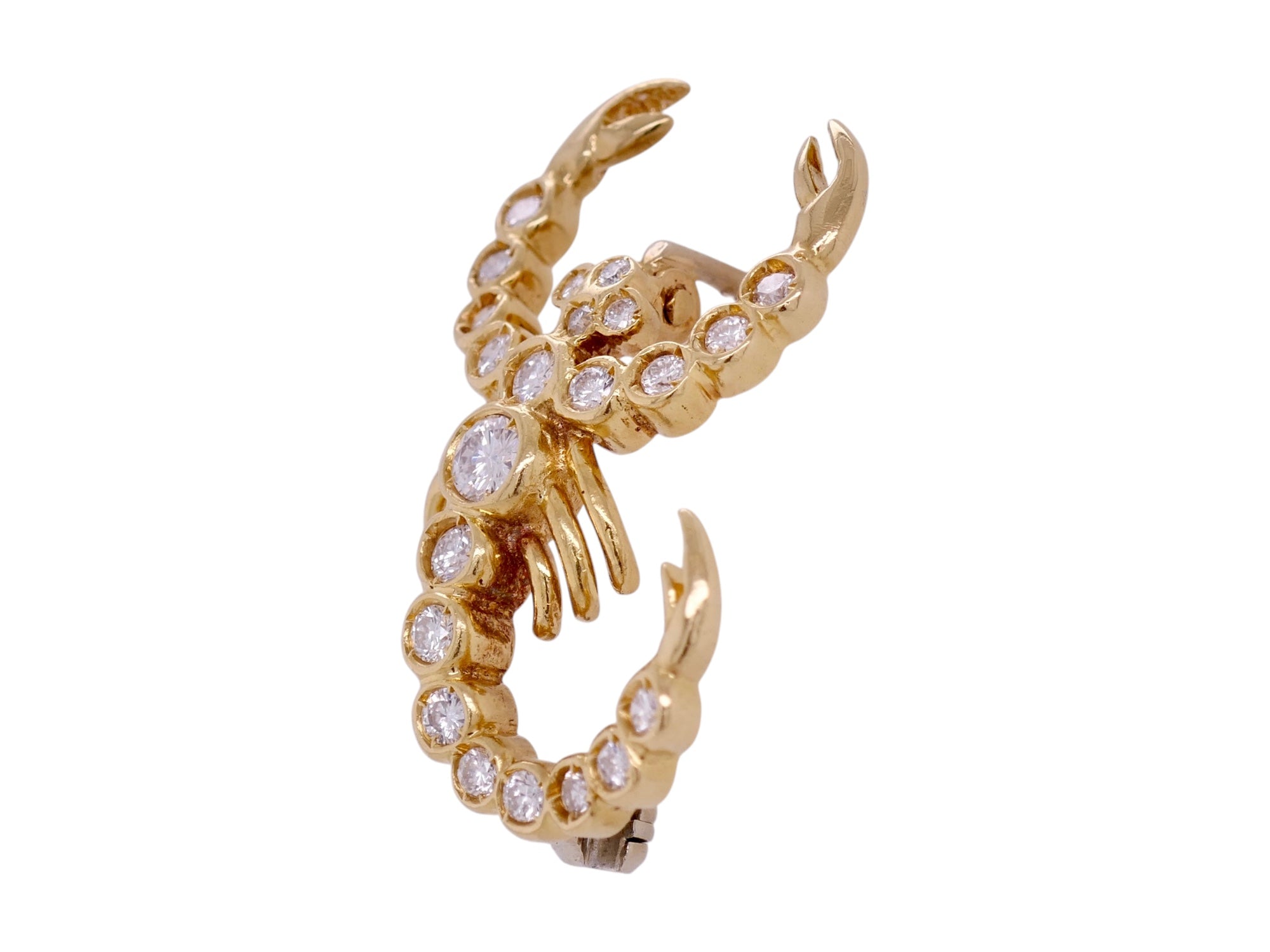 18k Yellow Gold & Diamond Scorpion Pin – 0.45 ctw