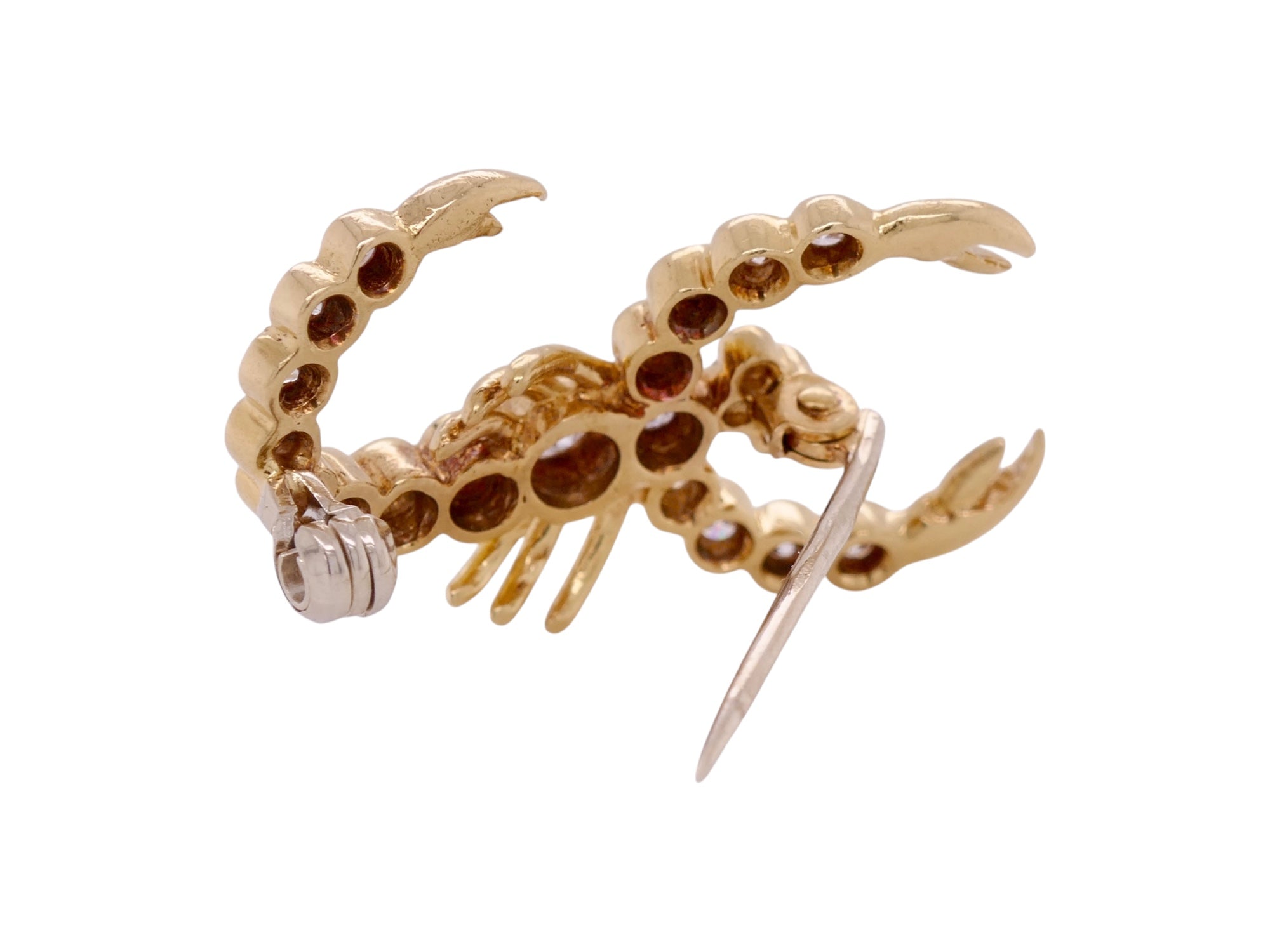18k Yellow Gold & Diamond Scorpion Pin – 0.45 ctw