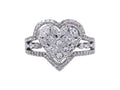 18k White Gold Heart Shaped Ring – Round, Princess, and Marquise Diamonds Sz 5.5