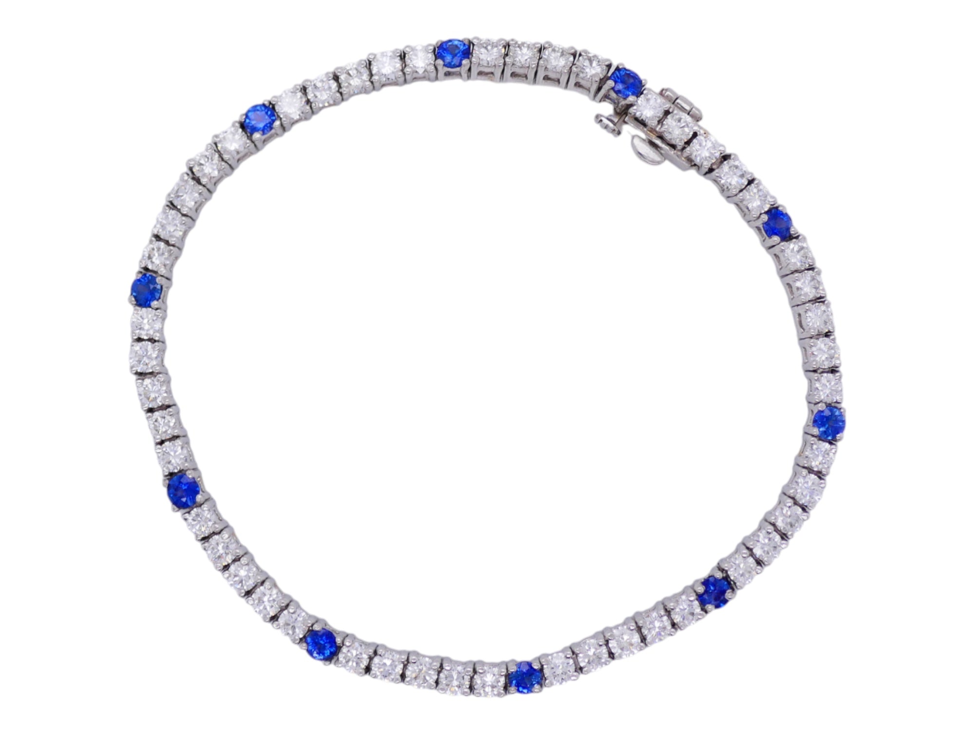 Platinum Diamond & Sapphire Tennis Bracelet 7+ in