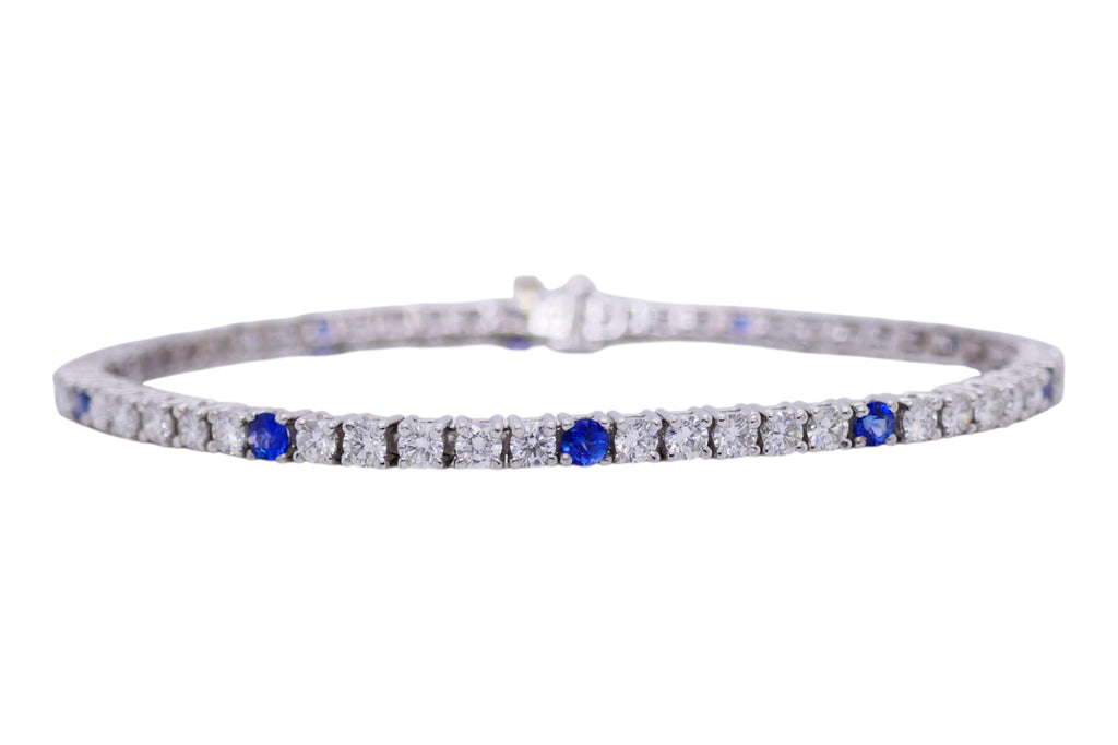 Platinum Diamond & Sapphire Tennis Bracelet 7+ in