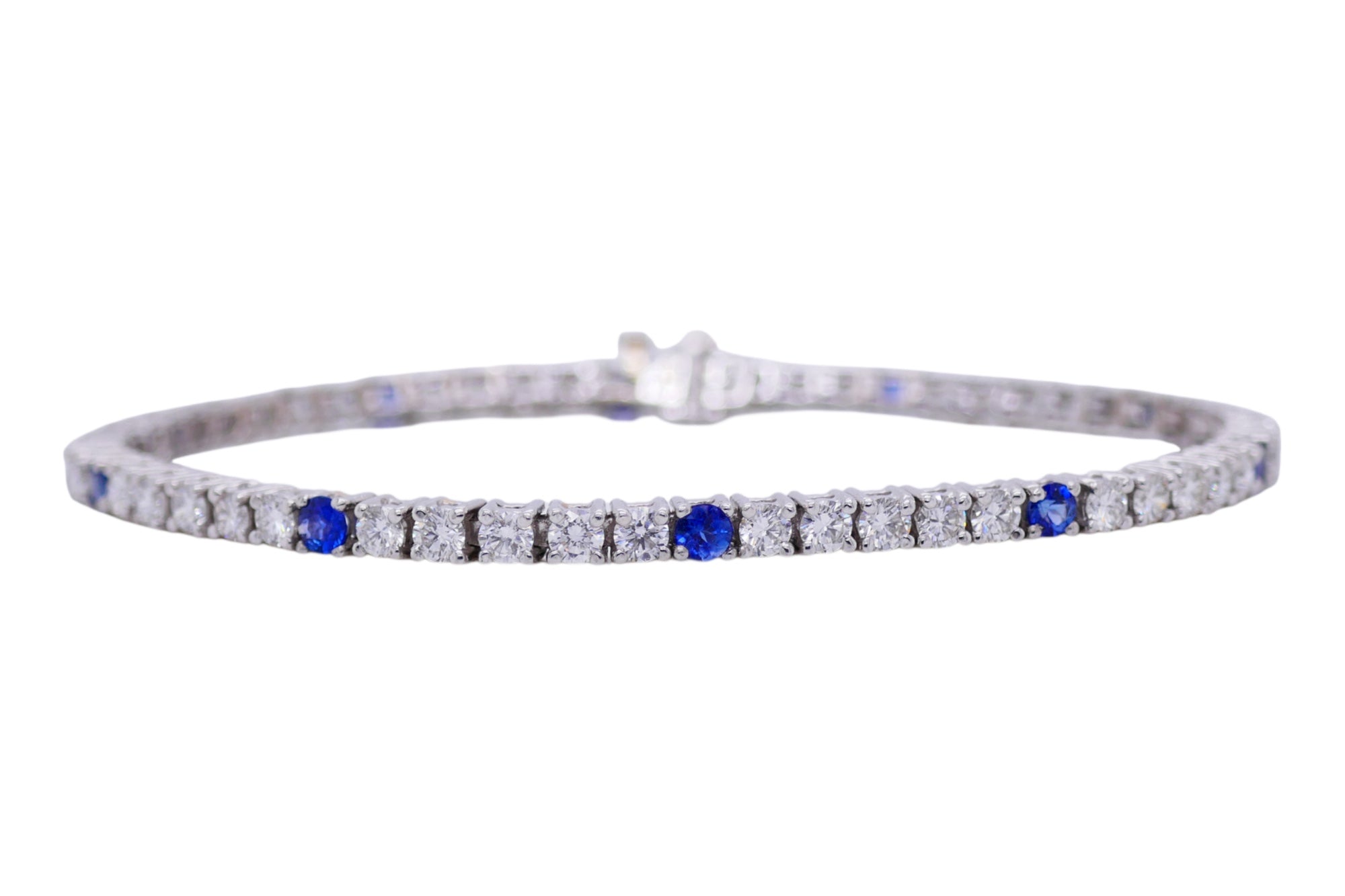 Platinum Diamond & Sapphire Tennis Bracelet 7+ in