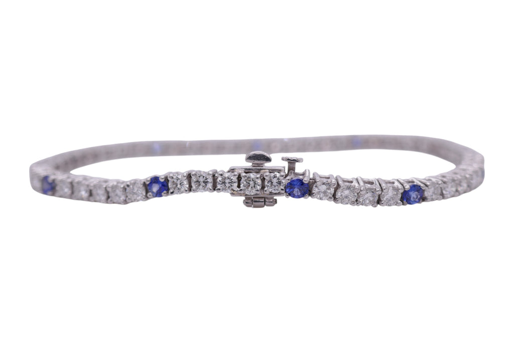 Platinum Diamond & Sapphire Tennis Bracelet 7+ in