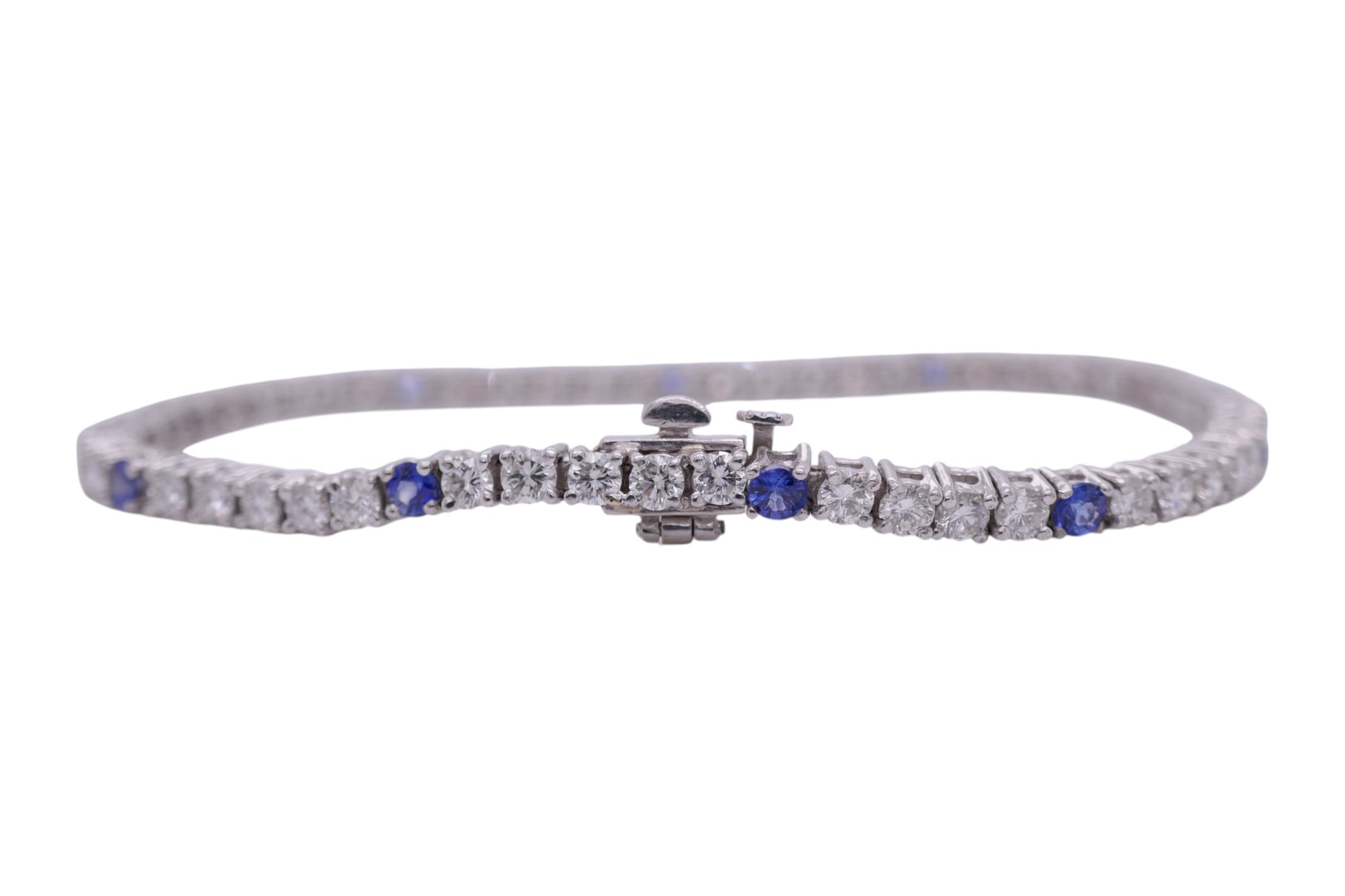 Platinum Diamond & Sapphire Tennis Bracelet 7+ in