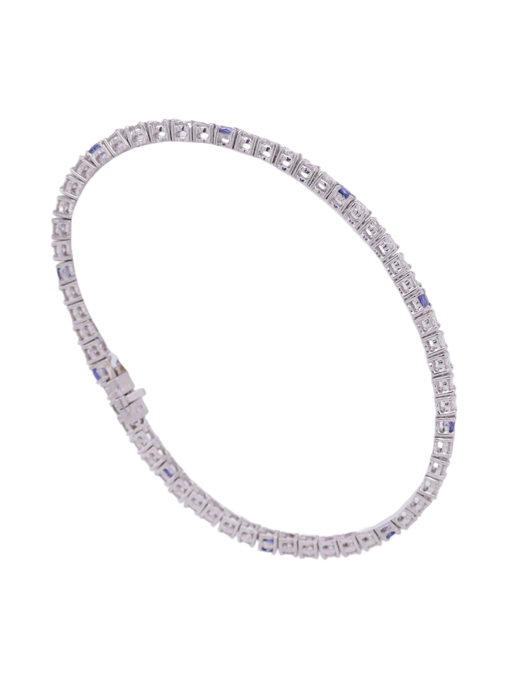 Platinum Diamond & Sapphire Tennis Bracelet 7+ in
