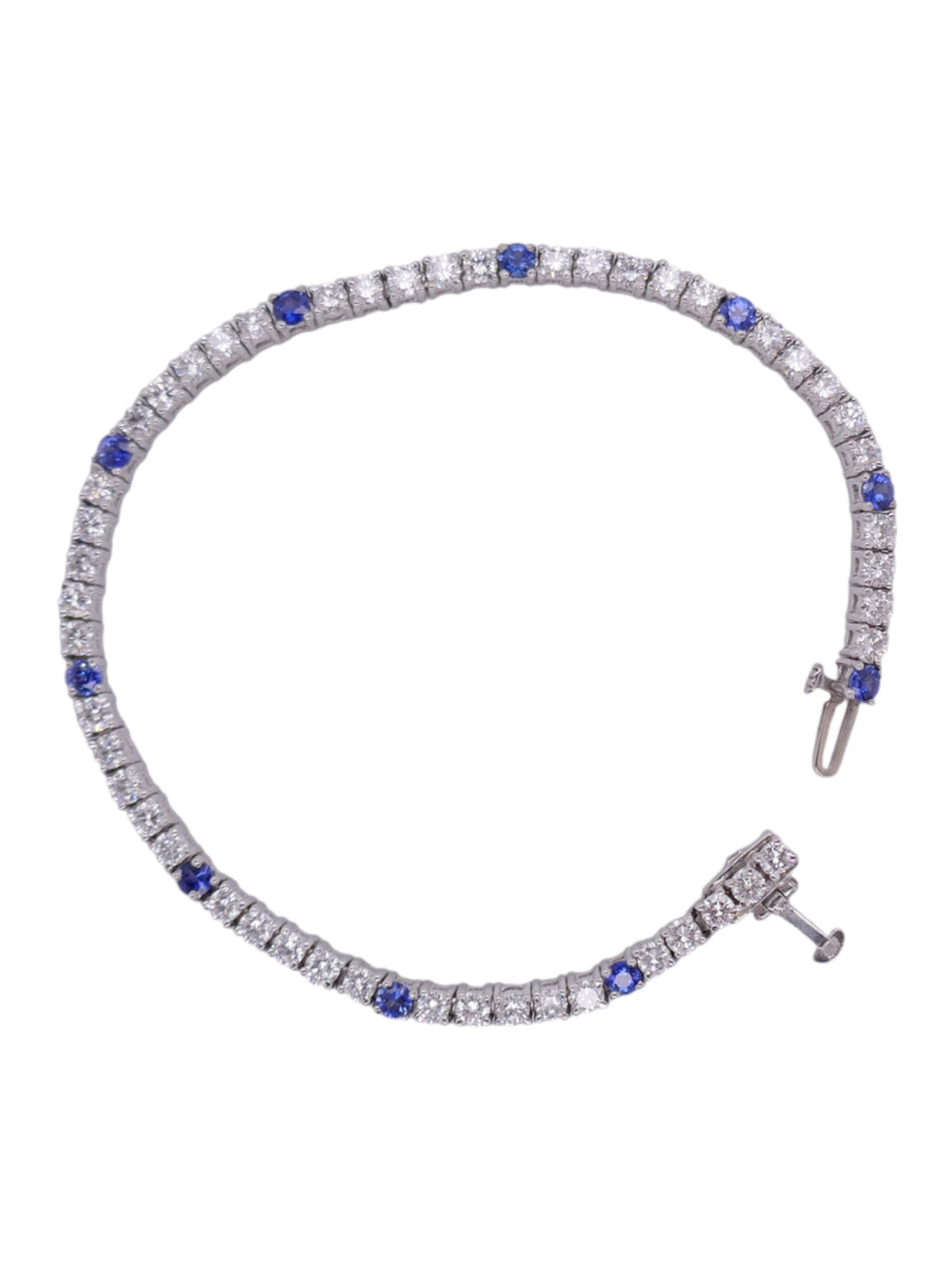Platinum Diamond & Sapphire Tennis Bracelet 7+ in