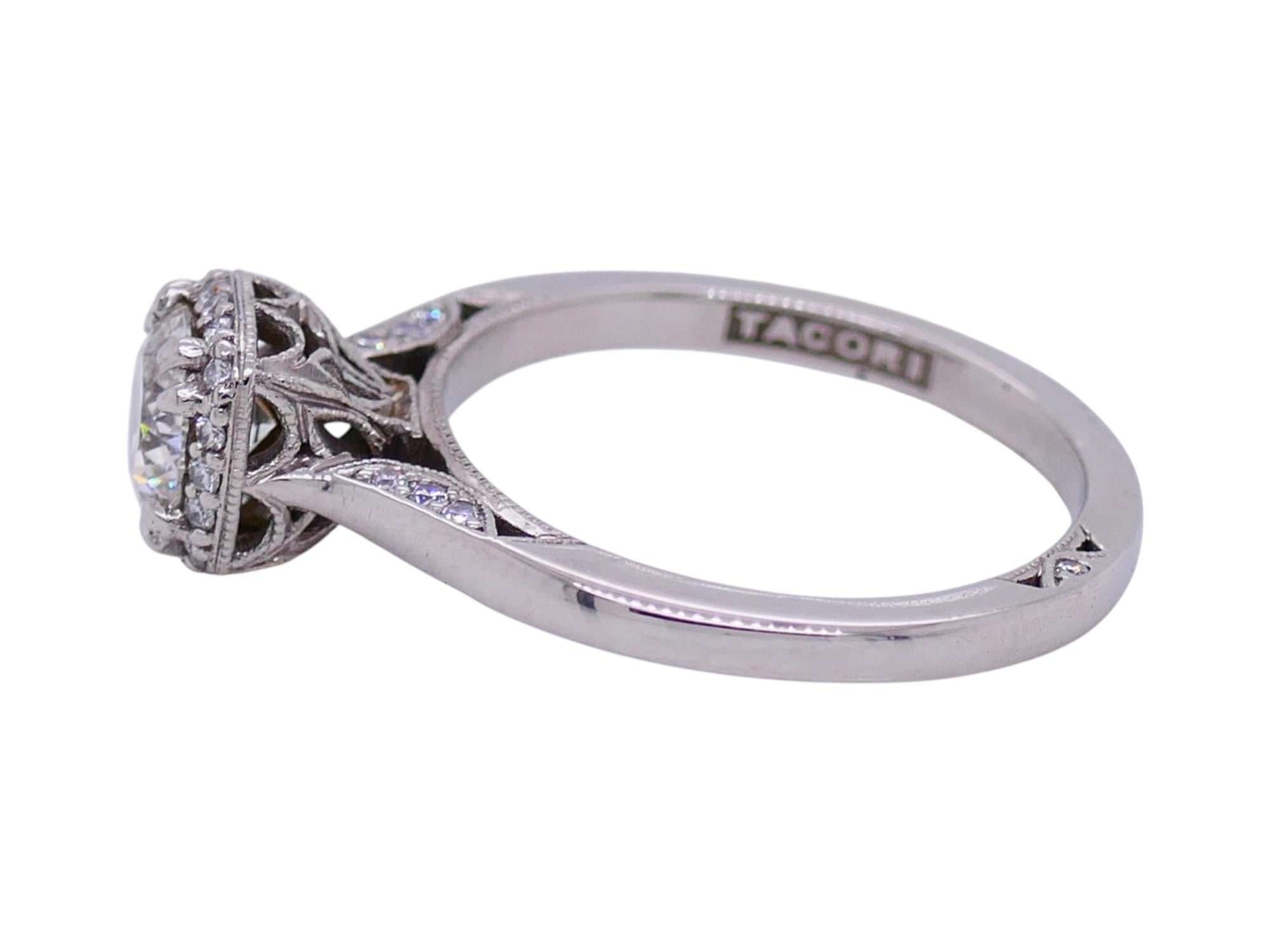 Tacori Platinum Engagement Ring 0.55 ct Diamond Size 4.25 Box & Bag Included