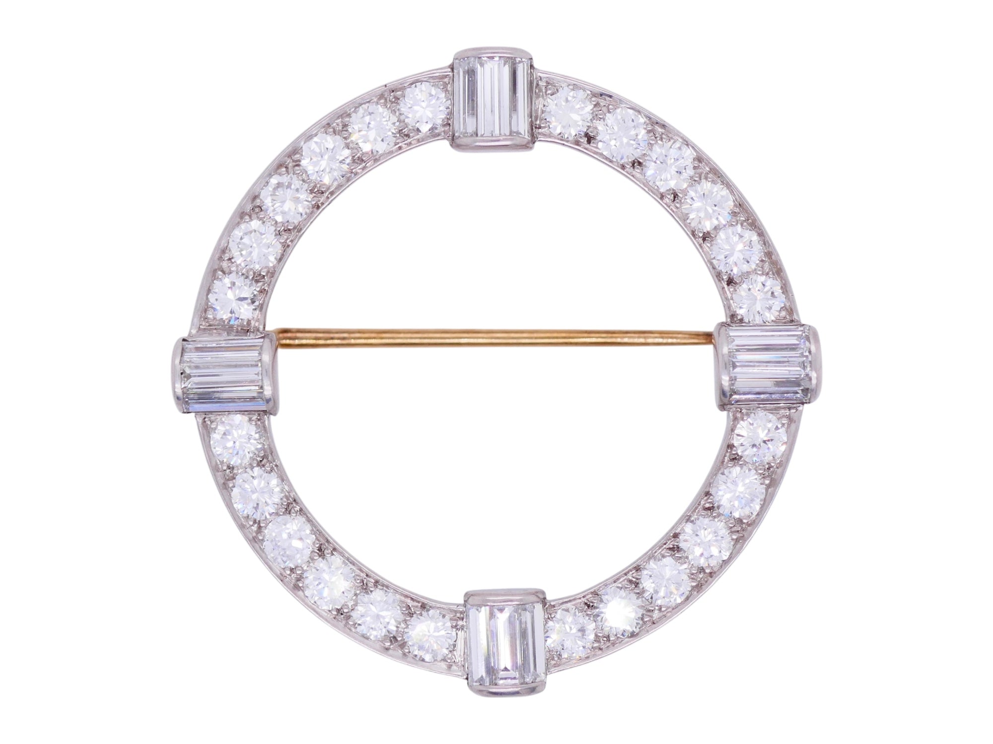 Vintage Tiffany & Co. Palladium & 14K Gold Diamond Circle Brooch/ Pin