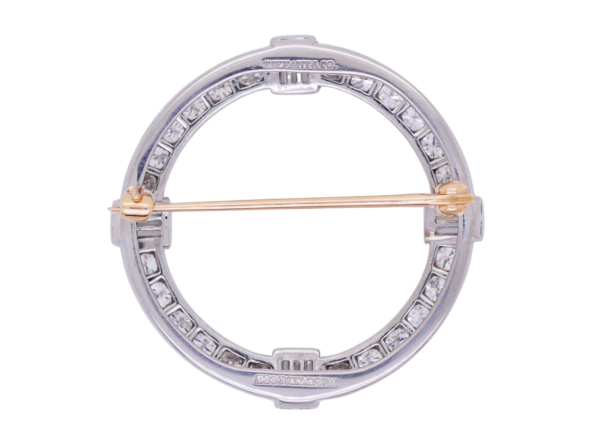 Vintage Tiffany & Co. Palladium & 14K Gold Diamond Circle Brooch/ Pin