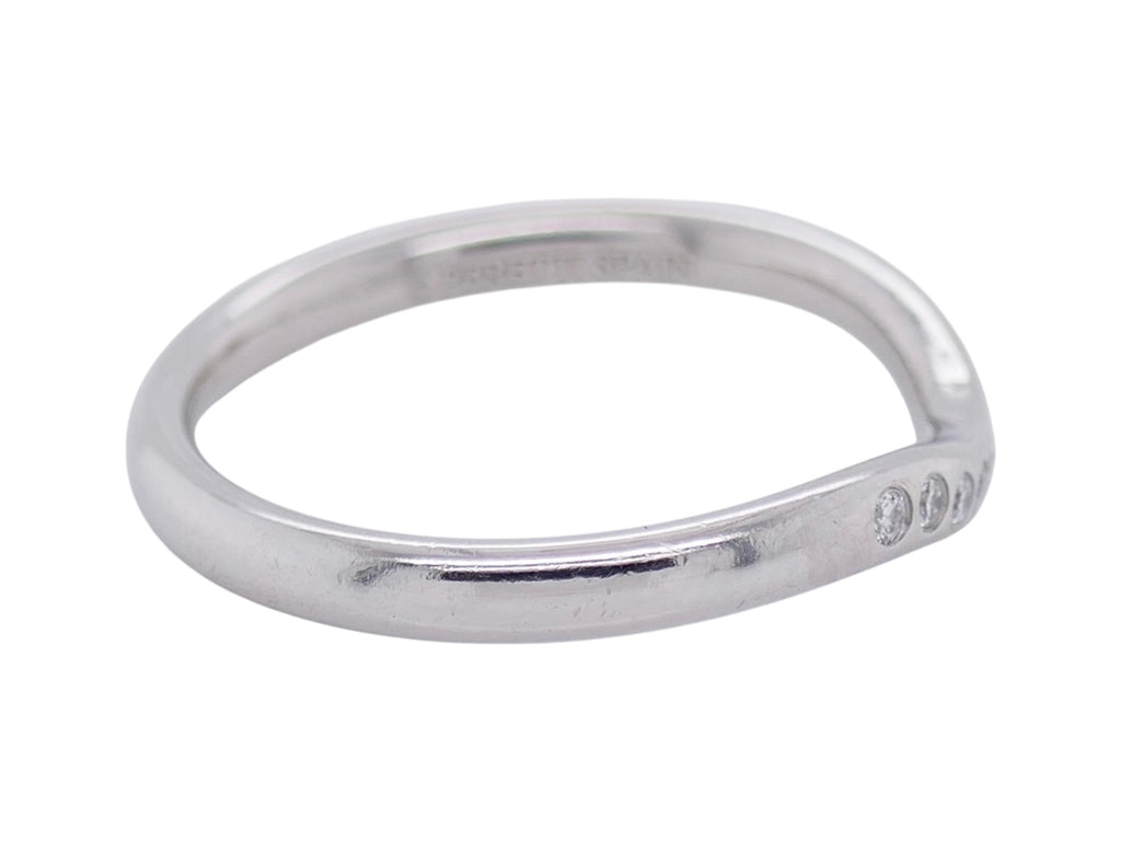 Tiffany & Co. Elsa Peretti Platinum & Diamond Curved Ring Size 5