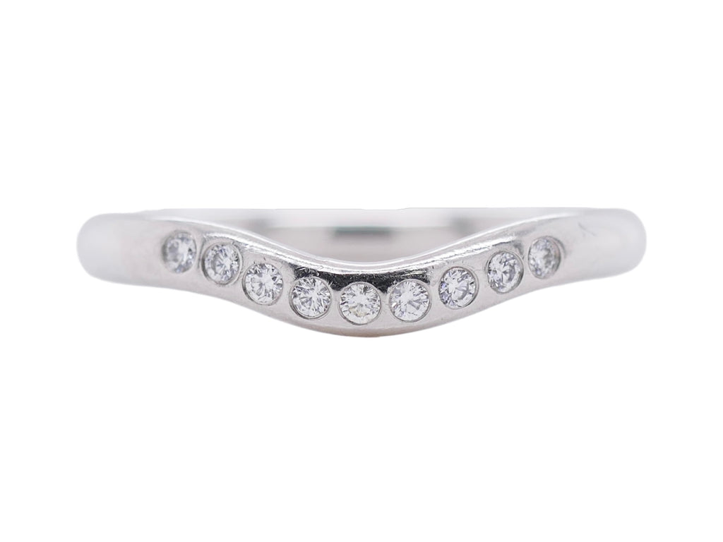 Tiffany & Co. Elsa Peretti Platinum & Diamond Curved Ring Size 5