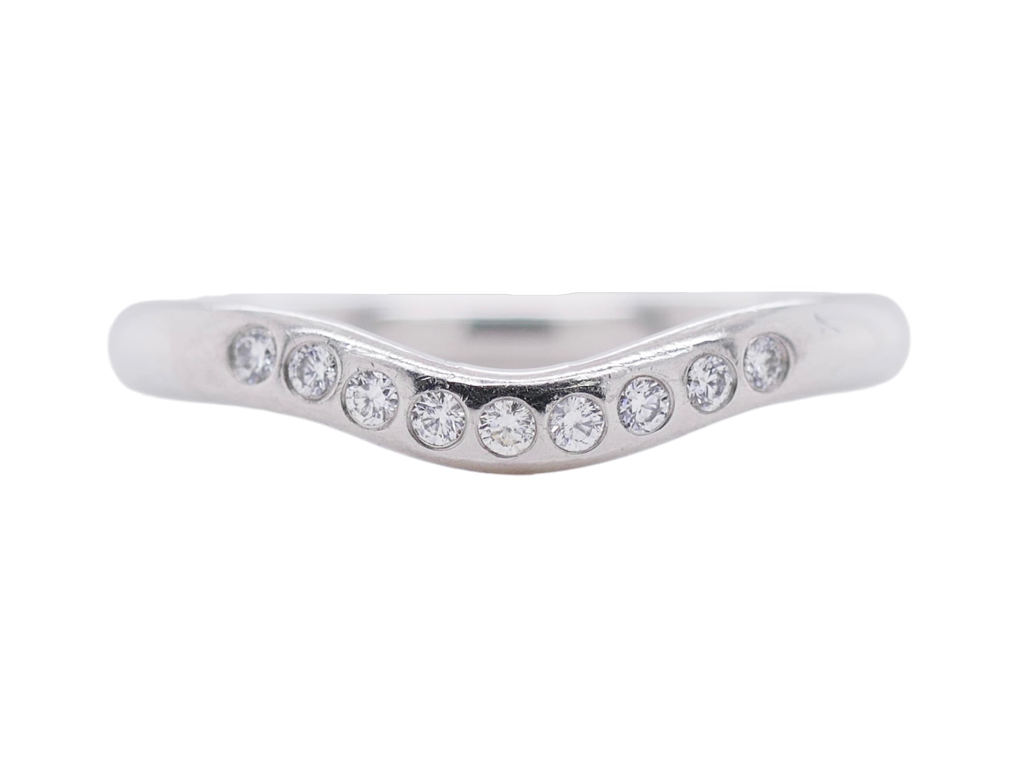 Tiffany & Co. Elsa Peretti Platinum & Diamond Curved Ring Size 5