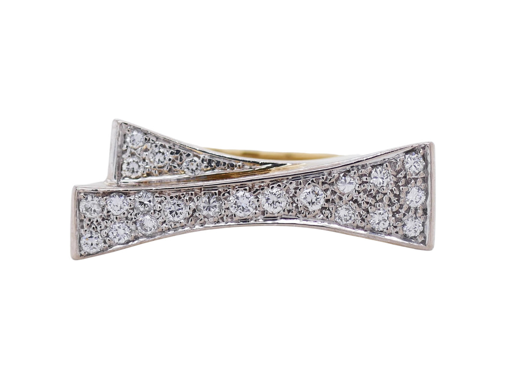 18K Gold Vintage Geometric Diamond Ring Size 6.25