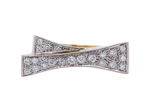 18K Gold Vintage Geometric Diamond Ring Size 6.25