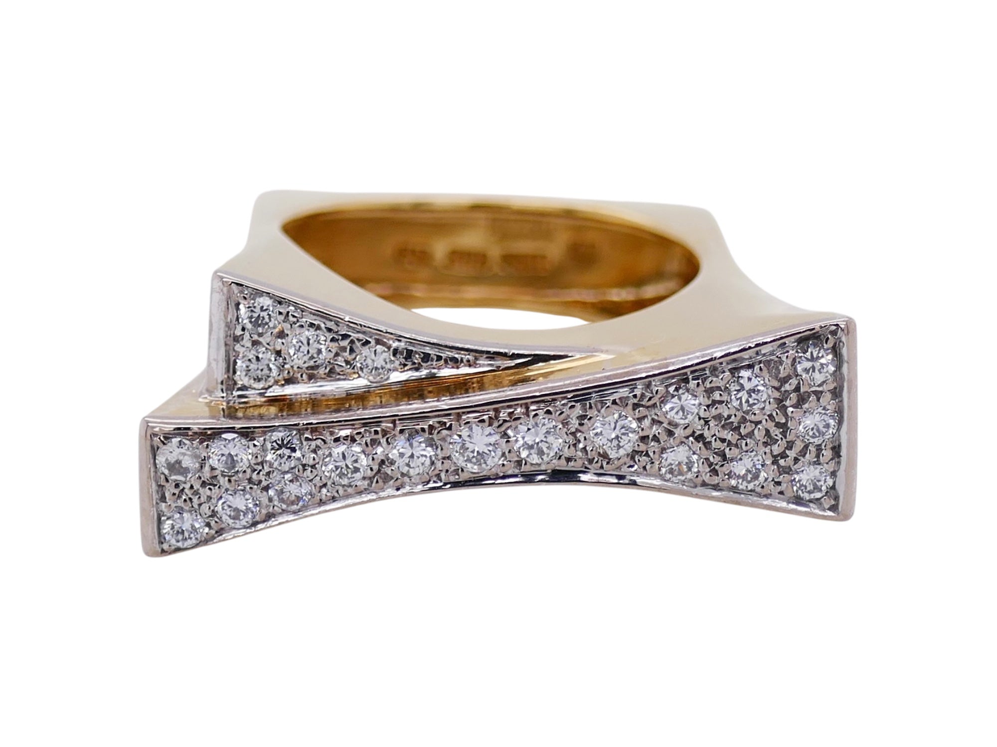 18K Gold Vintage Geometric Diamond Ring Size 6.25