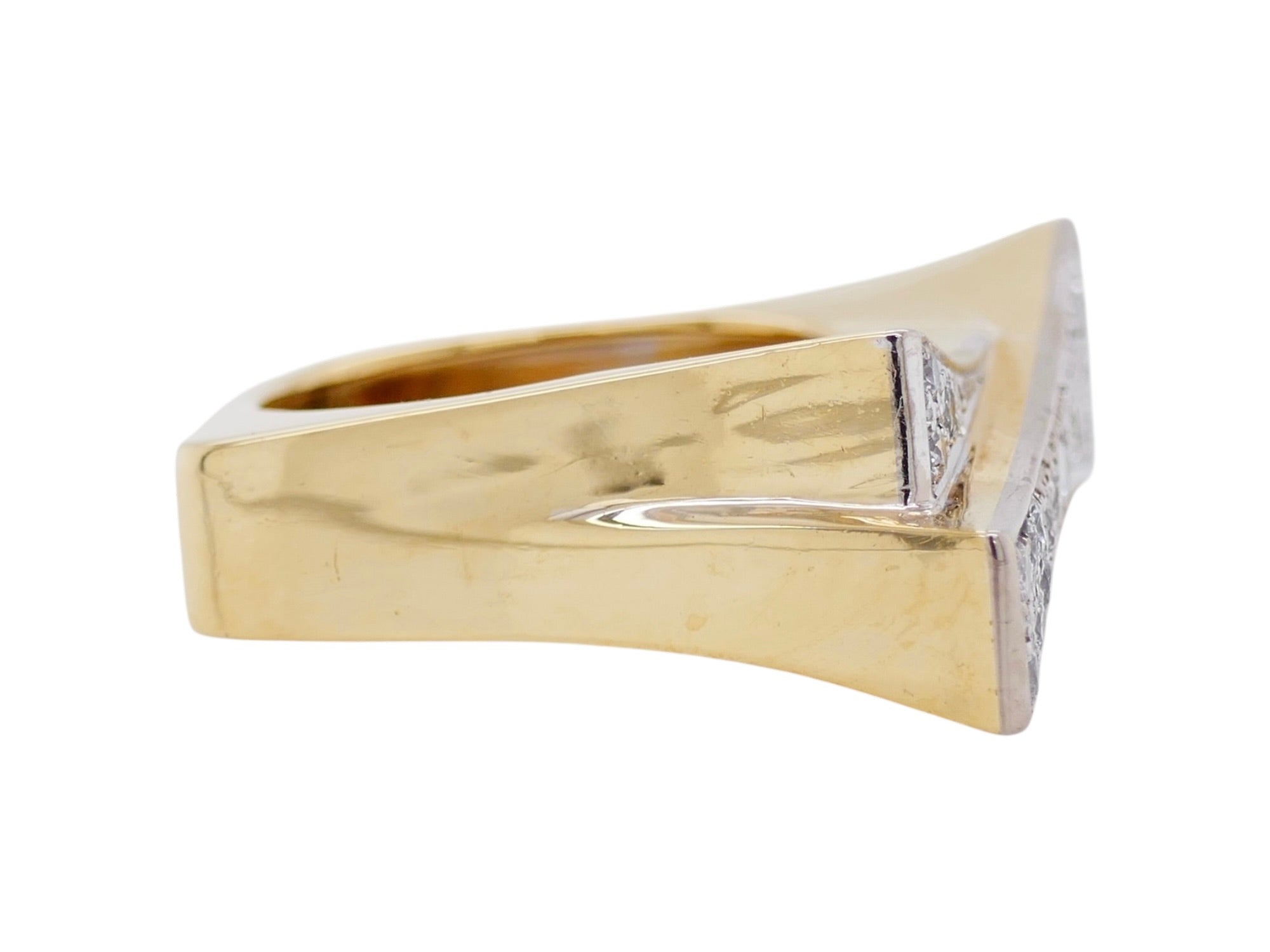 18K Gold Vintage Geometric Diamond Ring Size 6.25