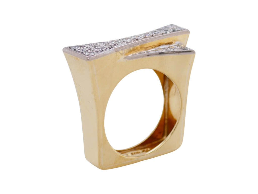 18K Gold Vintage Geometric Diamond Ring Size 6.25