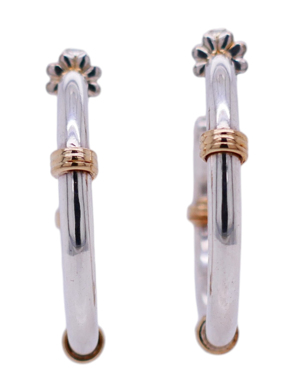 Vintage Tiffany & Co. Sterling Silver & 14k Gold Hoop Earrings