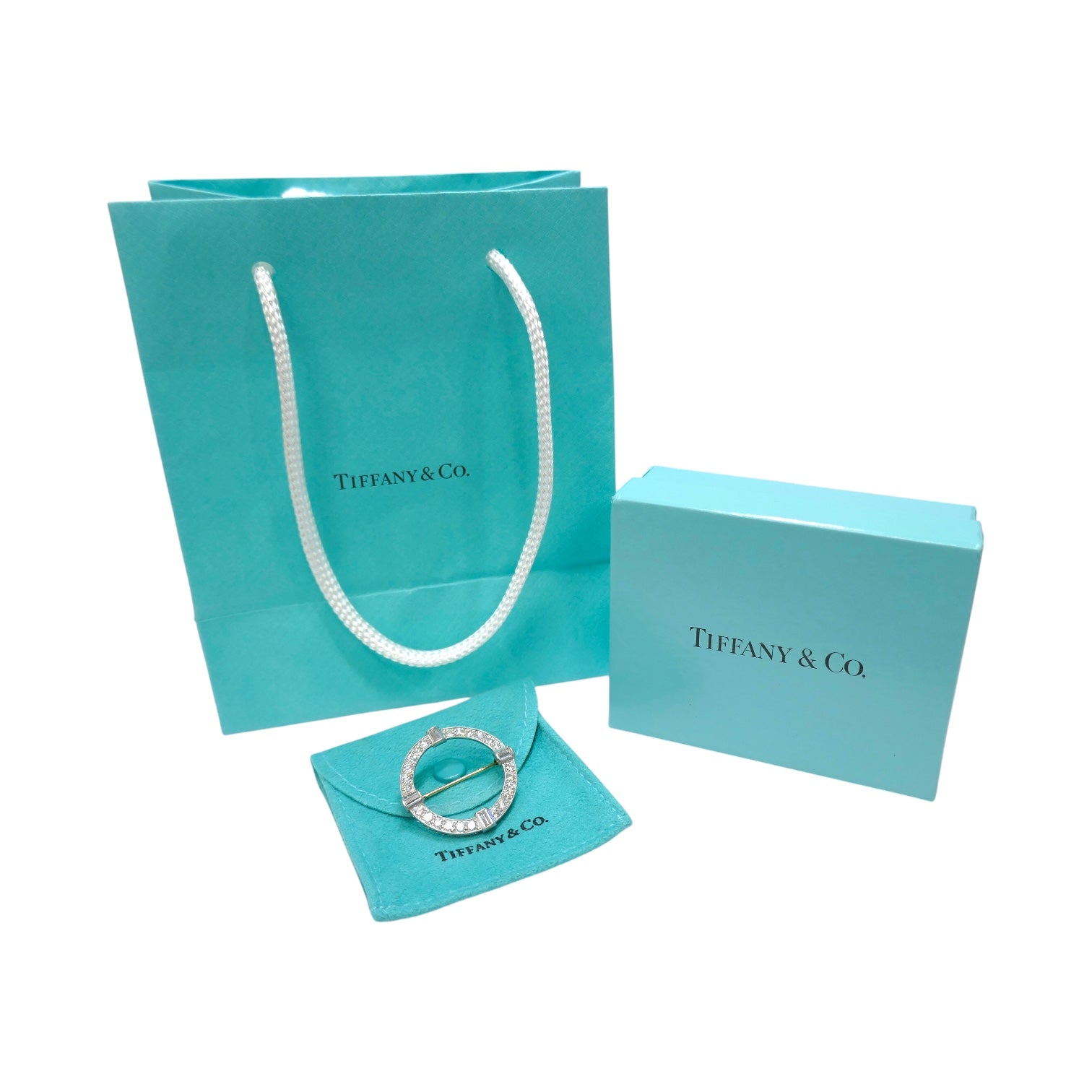 Vintage Tiffany & Co. Palladium & 14K Gold Diamond Circle Brooch/ Pin