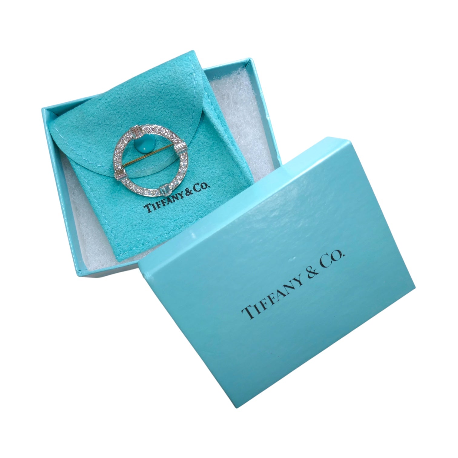 Vintage Tiffany & Co. Palladium & 14K Gold Diamond Circle Brooch/ Pin