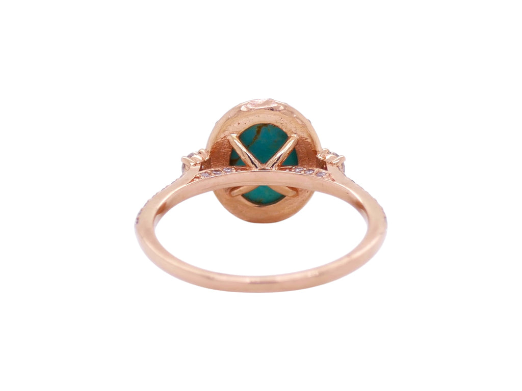 14k Rose Gold Turquoise & Diamond Two Ring Set Size 8.5