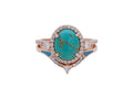 14k Rose Gold Turquoise & Diamond Two Ring Set Size 8.5