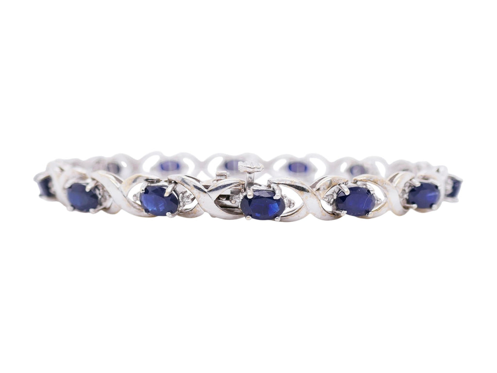 7 tcw Sapphire and Diamond 14k White Gold 7.25" Tennis Bracelet