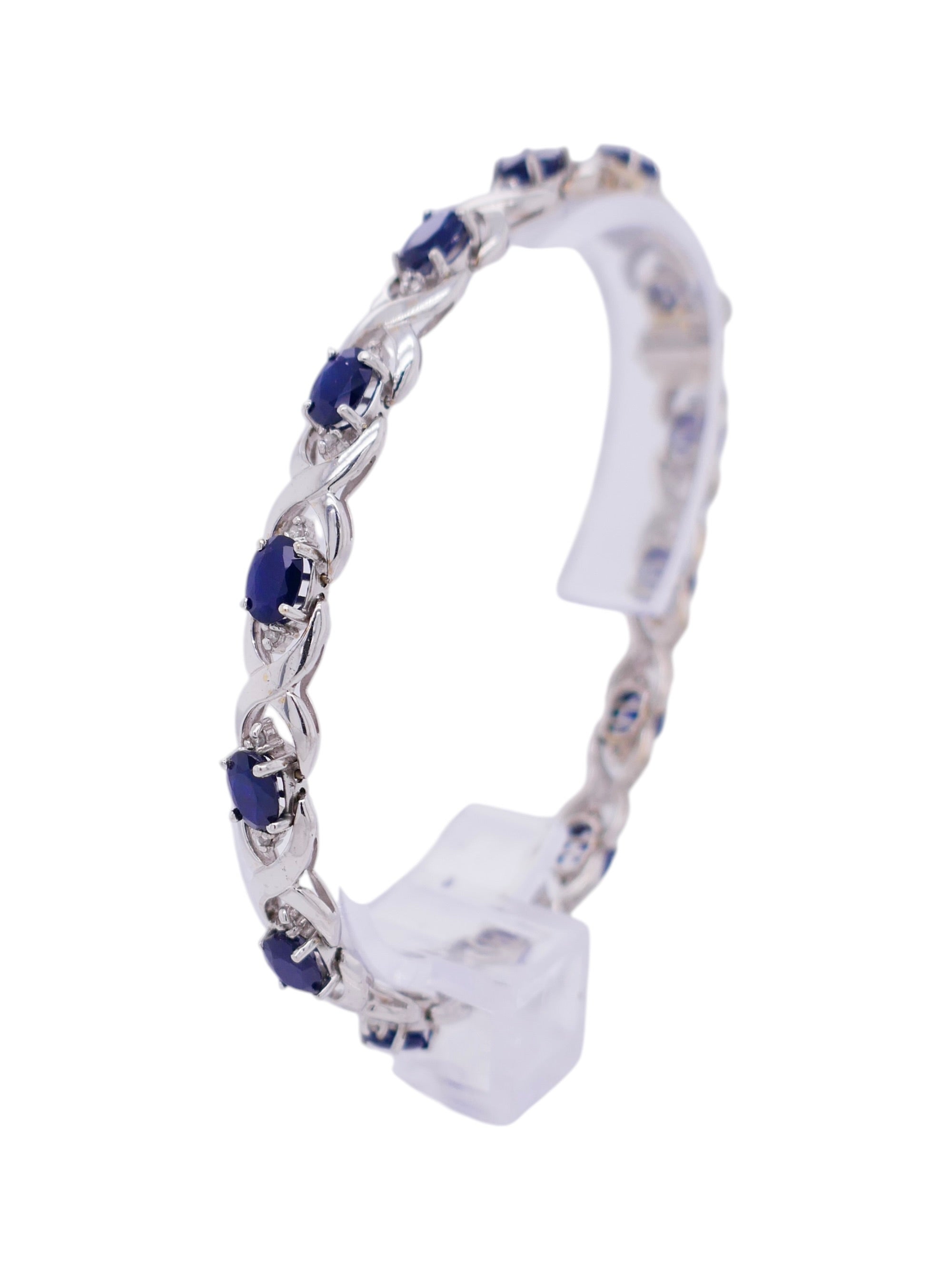 7 tcw Sapphire and Diamond 14k White Gold 7.25" Tennis Bracelet